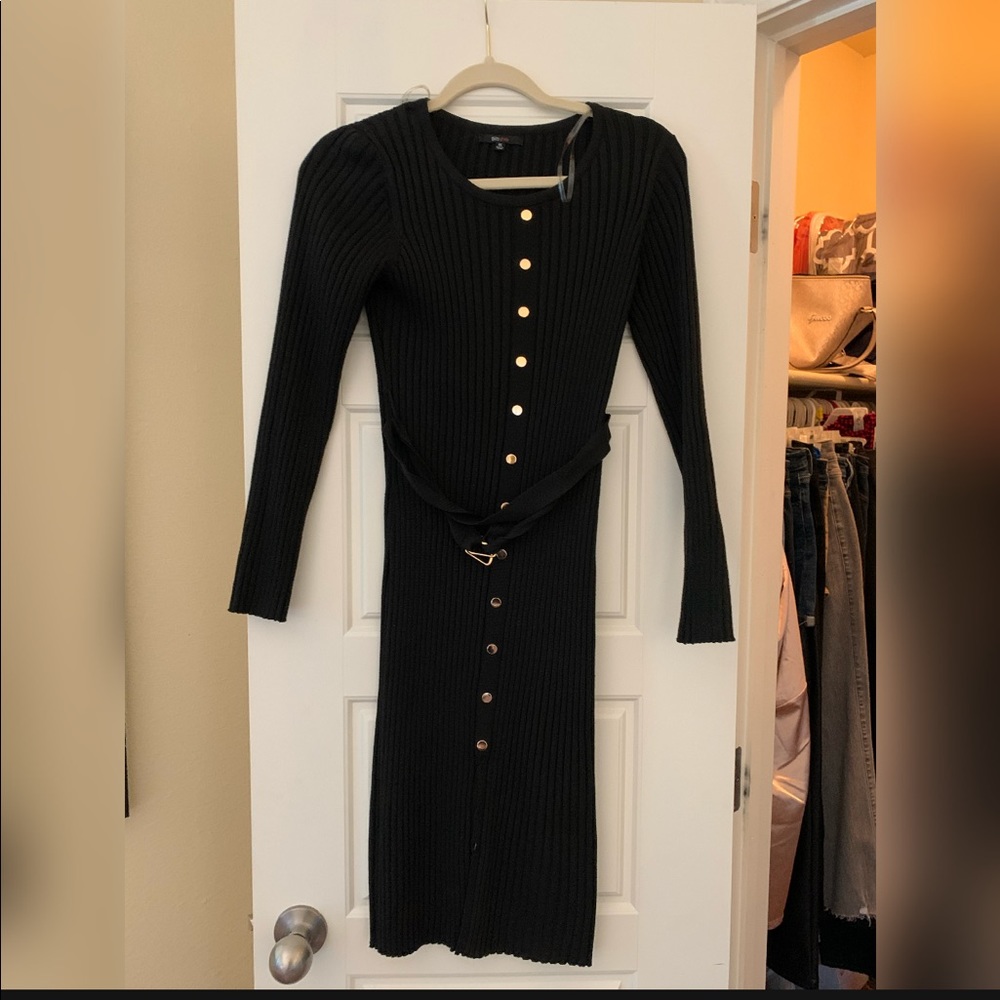 Black sweater ribbed dress